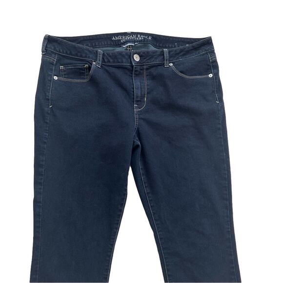American Eagle Jeans Dark Wash Super Stretch Straight Leg Denim Size 16 Long - Picture 9 of 11